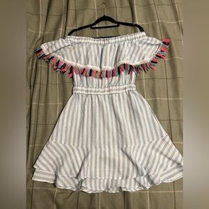 Blue Stripe Tassle dress